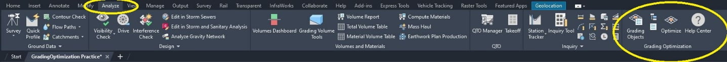  Grading Optimization panel